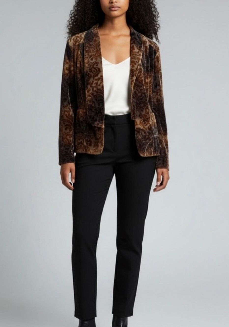 Sundance Silk Blend Velvet Burnout Open Front Blazer Jacket Women’s Size 4